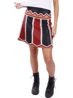 Best deal 😉 Red Valentino 👩 Womens Leather Patchwork A-Line 👗 Skirt 😀