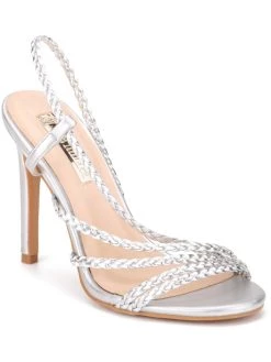 Flash Sale 🎉 Olivia Miller Runway 👩 Womens Faux Leather Braided Slingback 🩴 Sandals 🎁