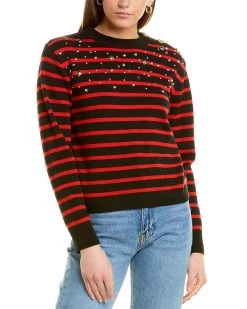 Top 10 👍 women RED Valentino Striped Wool Sweater ⭐