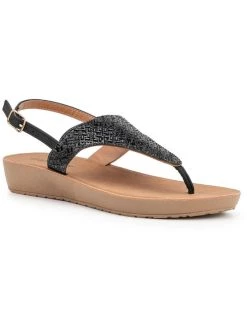 New ๐ Olivia Miller Beach Dream ๐ฉ Womens Faux Leather Ankle Strap Slingback ๐ฉด Sandals ๐