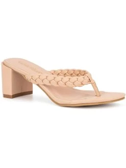 Flash Sale 😍 Olivia Miller Sandbanks 👩 Womens Faux Leather Toe-Post Thong 🩴 Sandals 😀