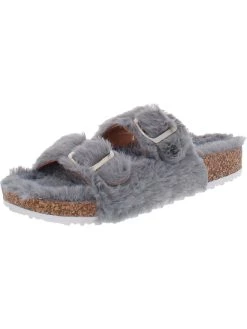 Best Sale ⭐ Olivia Miller 👩 Womens Faux Fur Slip On Slide 🩴 Sandals ✔️