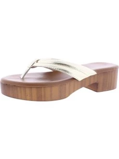 Outlet ๐ Olivia Miller ๐ฉ Womens Faux Leather Toe-Post Platform ๐ฉด Sandals ๐