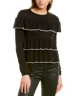 Discount 😀 women RED Valentino Tiered Ruffle Sweater 🥰