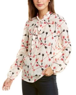 Best Sale ✨ women RED Valentino Tie-Neck Silk Top 😀