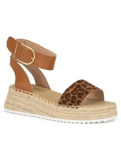 Budget ๐ Olivia Miller Almond Beach ๐ฉ Womens Faux Leather Slingback Wedge ๐ฉด Sandals ๐