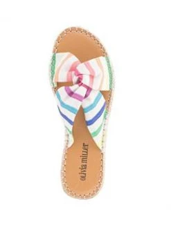 New ๐ Olivia Miller La Vida Loca ๐ฉ Womens Tie Flats Round Toe Slide ๐ฉด Sandals ๐งจ